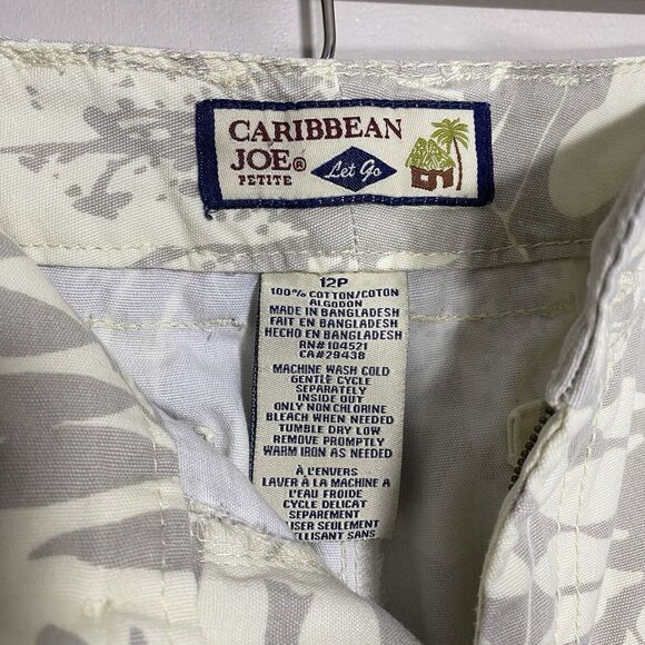 Caribbean Joe Cargo Pants Womens 12P (31x20) Capri Cropped Cotton Floral Beach - Picture 3 of 11